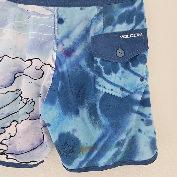 Mens 29 Volcom Board Shorts Swim Trunks Surfer Drawstring Back Pocket Stretch - Picture 7 of 16